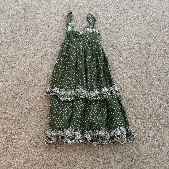 Tularosa Landry Midi Green Polka Dot Dress - Picture 3 of 4